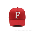 6 panel red applique letter F baseball cap